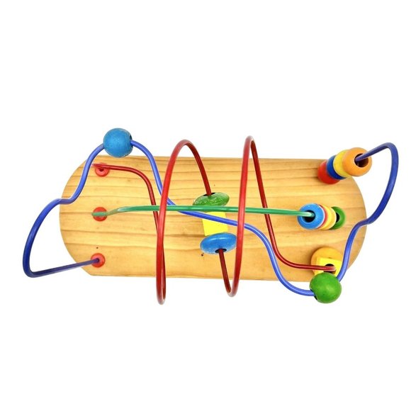 Developmental Wooden Bead Slider Maze Game 10.5 x 7 x 4 EUC - Picture 2 of 7